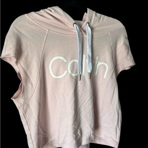 Calvin Klein Pink Cropped Short Sleeve Hoodie